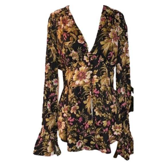 Anthropologie floral black motif tunic size S - Picture 2 of 10